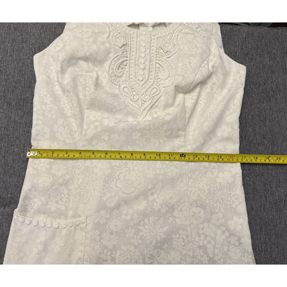 Vintage 1960's "The Lilly" Pulitzer Off White Sleeveless Floral Shift Dress 12 - Picture 6 of 9